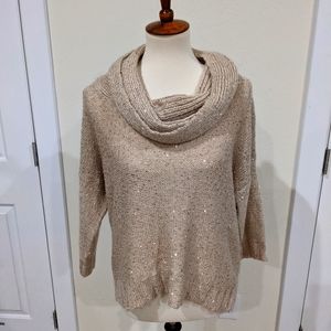 Roz & Ali gold sequin knitted top